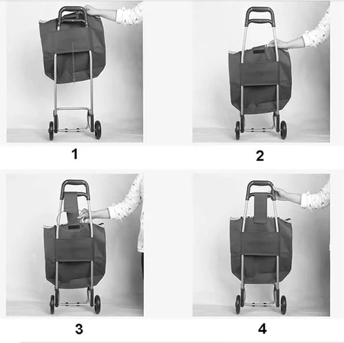 Vista 6 de Bolsa de repuesto para carrito de comestibles/carrito de compras - Bolsa de tela Oxford Trolley Waterproof Spare Bag with Side Pockets and Front