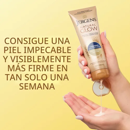 Vista 6 de Jergens Natural Glow +Loción corporal autobronceadora reafirmante, tono de piel justo a medio, hidratante bronceador sin sol con colágeno