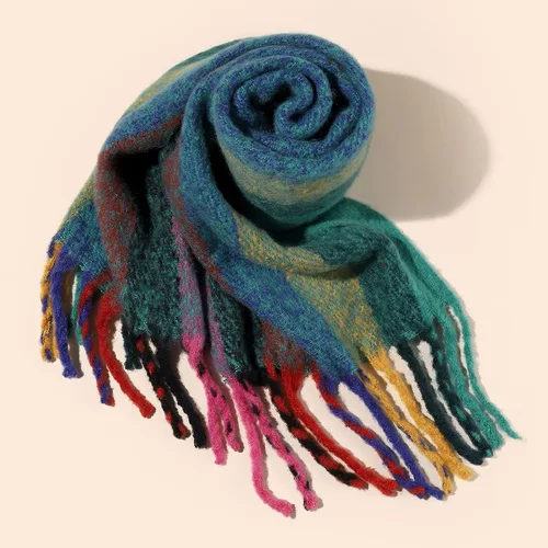 Vista 22 de Bufanda cálida para mujer, colorida y suave, cómoda, elegante chal de pashmina para clima frío, bufanda larga de moda, borla de coleta