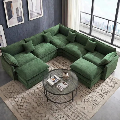Vista 12 de Juego de sofá de felpilla Cloud de 77 pulgadas con almohadas, sofá biplaza de asiento profundo para apartamentos, ahorro de espacio de 2 plazas