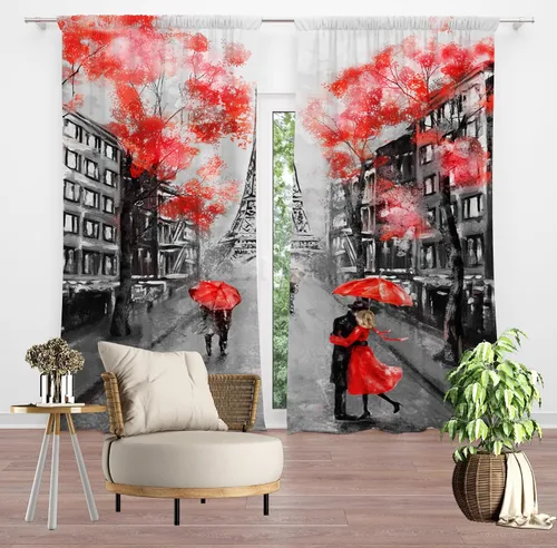 Vista 8 de Cortinas opacas con diseño de torre de París, diseño romántico de torre Eiffel, lavanda, decoración del hogar, dormitorio, sala de estar, cocina