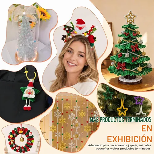 Vista 7 de Limpiapipas de Navidad, 500 piezas de limpieza de tuberías artesanales Colores de Navidad 02
