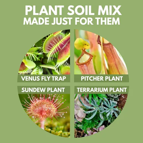 Vista 3 de Organic Earth Mezcla de suelo para plantas carnívoras, tamaño grande, alimento para plantas, turba y perlita para plantas carnívoras, suelo