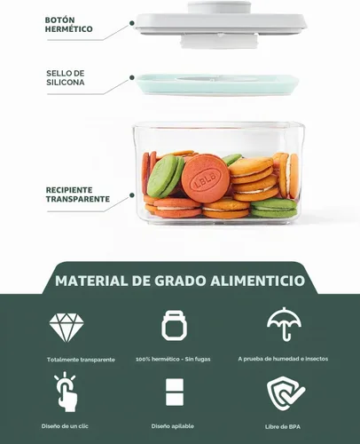 Vista 5 de Recipiente hermético pequeño, 0.3 cuartos de galón con tapa emergente
