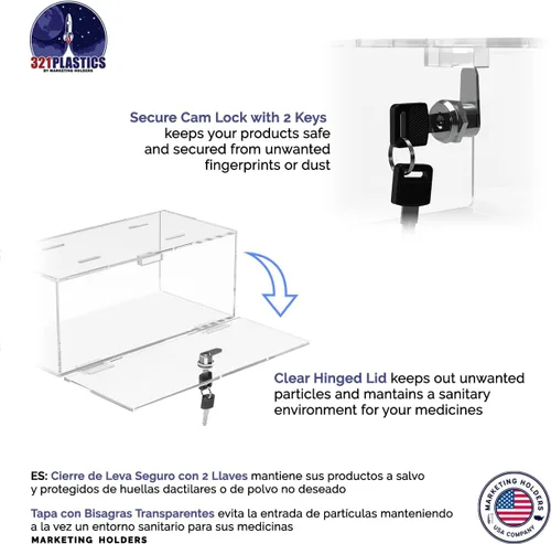 Vista 4 de Marketing Holders Cerradura de caja médica con cerradura para refrigerador con llaves de 12 x 6 x 4.25 pulgadas para almacenamiento médico de vacuna