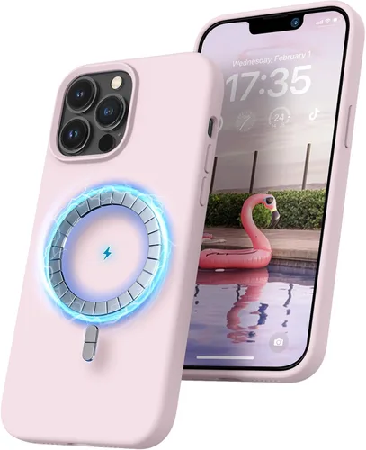 Vista 11 de RIZUS - Funda de silicona magnética para iPhone 13 Pro Max [compatible con MagSafe], funda delgada con forro de microfibra antiarañazos, a prueba