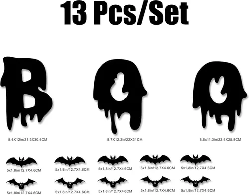 Vista 7 de Decoración de pared de Halloween, lindas calcomanías de fantasma, calcomanías de decoración de murciélagos 3D, 25 unidades, calcomanías de ventana