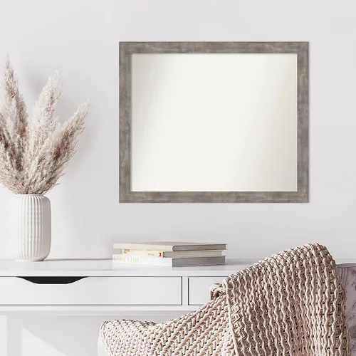 Vista 613 de Amanti Art Silver Bathroom Mirror for Over Sink, 26x35 Custom Made Marred Pewter Rectangle Vanity Mirror, Large Casual Wood Frame, Hangs Horizonally
