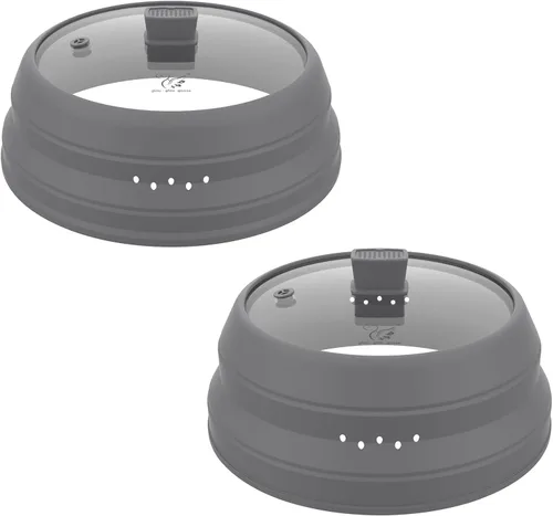 Vista 21 de Cubierta alta para salpicaduras de microondas, tapa protectora de vidrio de 5.8 pulgadas de altura con silicona plegable para plato de olla de Negro
