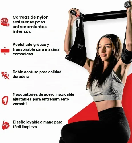 Vista 3 de Hawk Sports Negro - Correas de elevación gimnasio - Accesorios para barra de dominadas