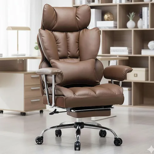 Vista 23 de Efomao - Silla ejecutiva de escritorio para oficina, con reposapiés, soporte lumbar y capacidad de carga hasta 400 libras, silla de computadora