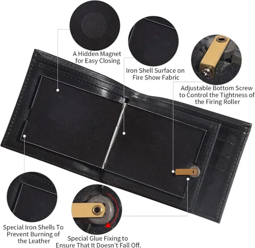 Vista 3 de MeYuxg Billetera mágica premium, con protección RFID, cartera compacta de piel sintética negra para amantes del espectáculo mágico de magos