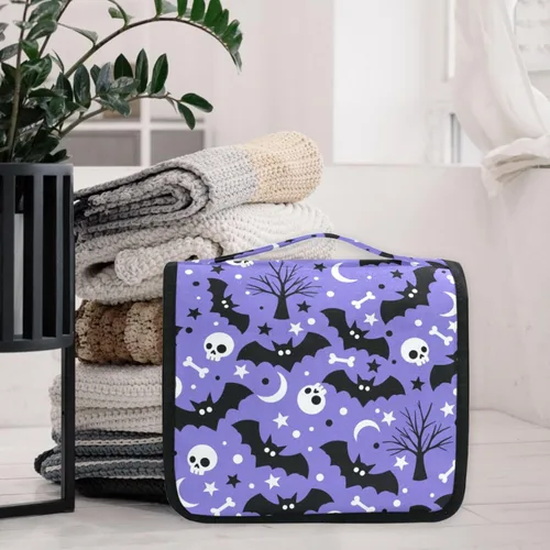 Vista 3 de MNSRUU Hanging Toiletry Bag Bats Satellites Skulls and Trees Travel Makeup bag for Toiletries Portable Travel Toiletry Organizer Cosmetic Bags with
