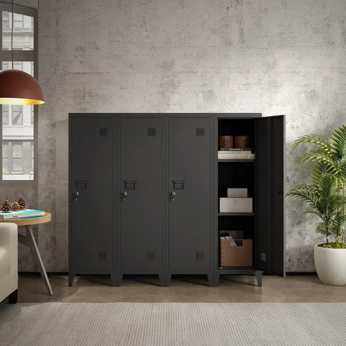 Vista 6 de MIOCASA Armario de Metal para Oficina en Casa, Gabinetes de Almacenamiento con Puertas y Estantes, Armario de Archivo con Cerradura, Organizador