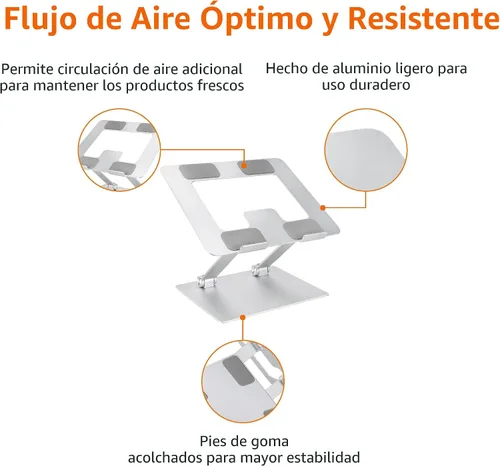 Vista 2 de Amazon Basics Soporte ergonómico resistente y portátil para laptop de escritorio, elevador ajustable, se adapta a todas las laptops y notebooks