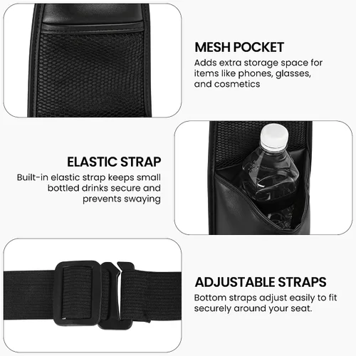 Vista 4 de Linkidea Organizador de botellas de agua laterales para asiento de Negro