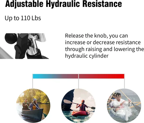 Vista 3 de GYMAX Máquinas de remo para el hogar, remo hidráulico con monitor LCD, resistencia ajustable de hasta 110 libras y asiento acolchado grande, máquina