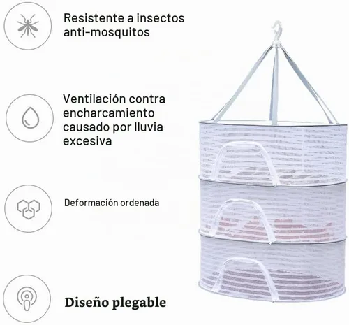 Vista 7 de Rejilla de secado de hierbas, red plegable de malla colgante de 3 capas con cremallera, secadora de malla para secar hierbas, verduras, frutas