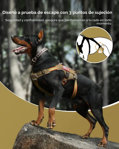 Vista 2 de FAYOGOO Arnés táctico para perros para razas pequeñas y medianas, arnés de malla transpirable para perro, a prueba de escapes, con asa, chaleco