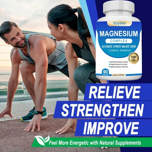 Vista 3 de Suplemento complejo de magnesio – 1000 mg con 7 formas de magnesio incluyendo glicinato, citrato, malato, taurato y orrotato – Apoya la relajación