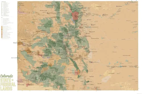 Vista 6 de Colorado Parques estatales & Federal lands Póster Mapa 24 x 36