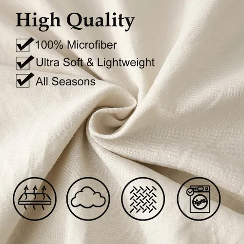 Vista 5 de Juego de 2 fundas de almohada con borlas, color gris crema, 100% microfibra lavada, funda de almohada con borlas hechas a mano beige, paquete de 2