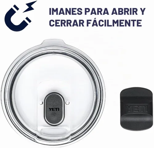 Vista 4 de YETI Rambler - Taza de 14 oz con aislamiento al vacío, de acero inoxidable con tapa MagSlider, color inoxidable Azul (Nordic blue)