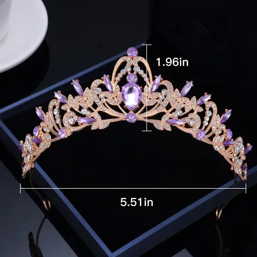 Vista 9 de Kamirola Diadema de coronas y tiaras de cristal para niñas o mujeres, fiesta de cumpleaños, boda, graduación, novia, Navidad, San Valentín, TR20
