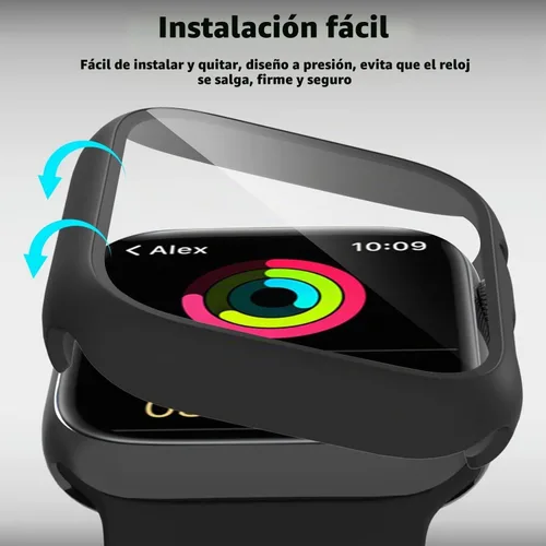 Vista 3 de Paquete de 2 fundas para Apple Watch 40mm SE Series 6/5/4/SE 2ª generación con protector de pantalla de vidrio templado, funda protectora completa