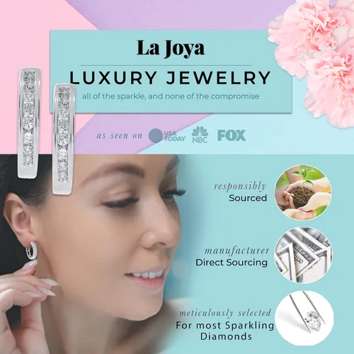 Vista 3 de La Joya Aretes Huggie de diamantes cultivados en laboratorio para mujer Aretes chapados en plata de ley 925 de 12 quilates Aretes de diamantes