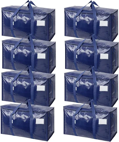 Vista 39 de TICONN Paquete de 2 bolsas de mudanza extra grandes resistentes con cremalleras y asas de transporte, bolsas de almacenamiento duraderas