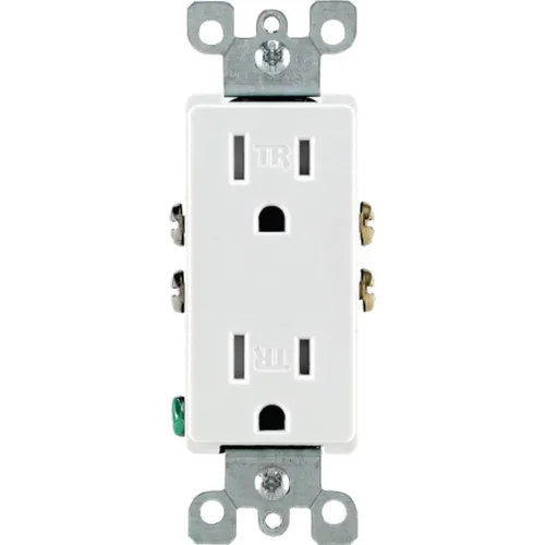 Vista 6 de Leviton 15 Amp Decora Receptáculo de pared doble resistente a manipulaciones, T5325-E, Negro