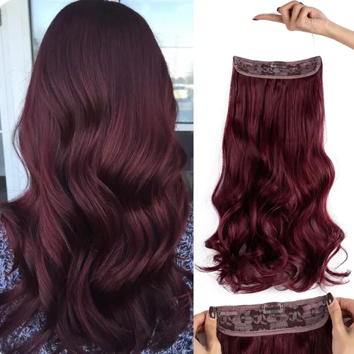 Vista 11 de Extensiones de cabello invisibles con halo mejorado con 3 piezas de diadema ajustable, largo, ondulado, extensiones de cabello rubio decolorado