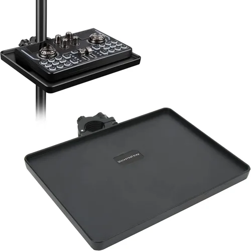 Vista 7 de Pomya Bandeja de soporte para micrófono, ABS negro estilo moderno, para escenario y sala de control, sostiene micrófono y teléfono, 6.5 x 8.66