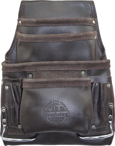 Vista 5 de AWP Bolsa para herramientas de electricista (1LL-526-2) Graintex 10 bolsillos bolsa de herramientas de cuero curtido al aceite
