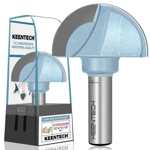 Vista 12 de KEENTECH Broca para enrutador de caja de núcleo, vástago de 1/2 pulgada para carpintería, punta de carburo de grado industrial, 1 pulgada