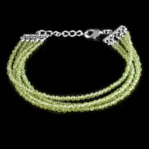 Vista 2 de Pulsera de piedras preciosas naturales, cuentas microfacetadas de 5 hebras, piedra energética, cristales curativos, chapado en plata, ajustable