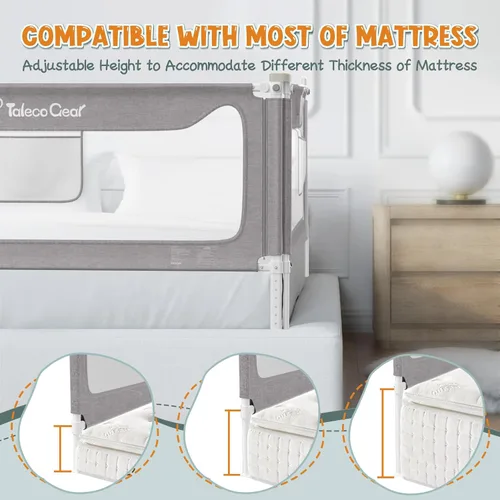 Vista 3 de G TALECO GEAR Riel de cama para niños pequeños, rieles laterales protectores estables, protector de cama para cama individual, matrimonial, queen