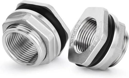 Vista 14 de TAISHER Adaptador de conector de tanque de mamparo de 1 pulgada de ABS blanco con tapones y junta para tanque de agua, barriles de lluvia, acuarios