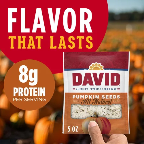 Vista 3 de DAVID Semillas de calabaza totalmente naturales, 5 oz. (paquete de 12)