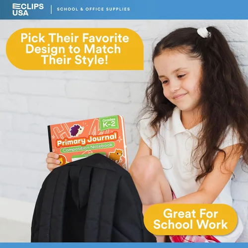 Vista 6 de E-CLIPS USA Cuaderno de composición primaria K-2, libro de composición a rayas primarias, diario de escritura primaria para grados K-2, cuadernos