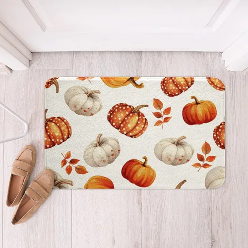 Vista 14 de Erosebridal Thanksgiving Turkey Bathroom Rugs - Fall Leaves Pumpkin Bath Mat for Kids Adults, Vintage Autumn Harvest Door Mat 16 x 24 Inch Rustic