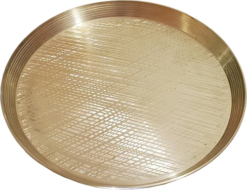 Vista 5 de Pure Source India Kansa Thali – 1 Pieza 11.8 in Oro