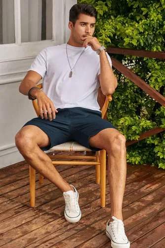 Vista 7 de JMIERR - Pantalones cortos informales para hombre, pantalones cortos de golf, pantalones chinos con cordón, de tela de sarga elástica, para verano