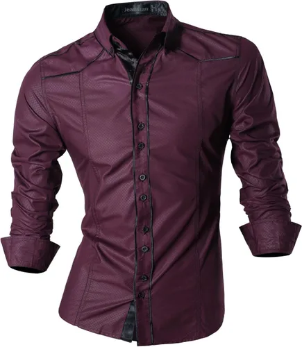 Vista 152 de jeansian - Camisas de manga larga de ajuste entallado para hombre (8397), con botones, informales y de vestir.