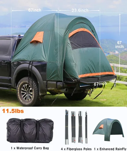 Vista 3 de LIBERRWAY Tienda de campaña para cama de camioneta para 2 personas, tienda de campaña para camioneta de 5.5-5.8 pies con toldo impermeable Oxford