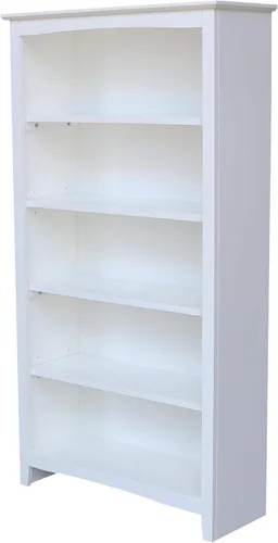 Vista 24 de Estantería Shaker de madera maciza, 36" de alto, color blanco