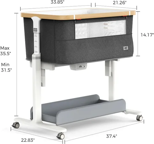 Vista 6 de VaVaSoo Cuna Eléctrica con Balancín para Bebé, Cuna Automática al Lado de la Cama que se Balancea Sola, 3 Movimientos, Rodamiento Automático, Cuna