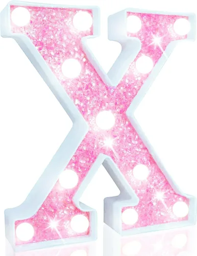 Vista 23 de Pooqla Luces de números de marquesina, números de luz rosa para niñas de 10.º cumpleaños, funciona con pilas, luz nocturna de número con purpurina
