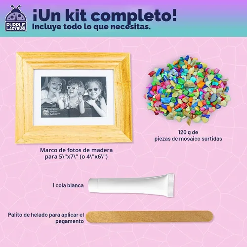 Vista 3 de Kit de manualidades de marco de fotos de mosaico para niñas de 8 a 12 años